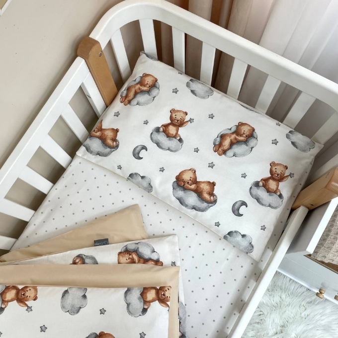 Set lenjerie de schimb pentru patut bebe 3 piese Teddy bej (4)